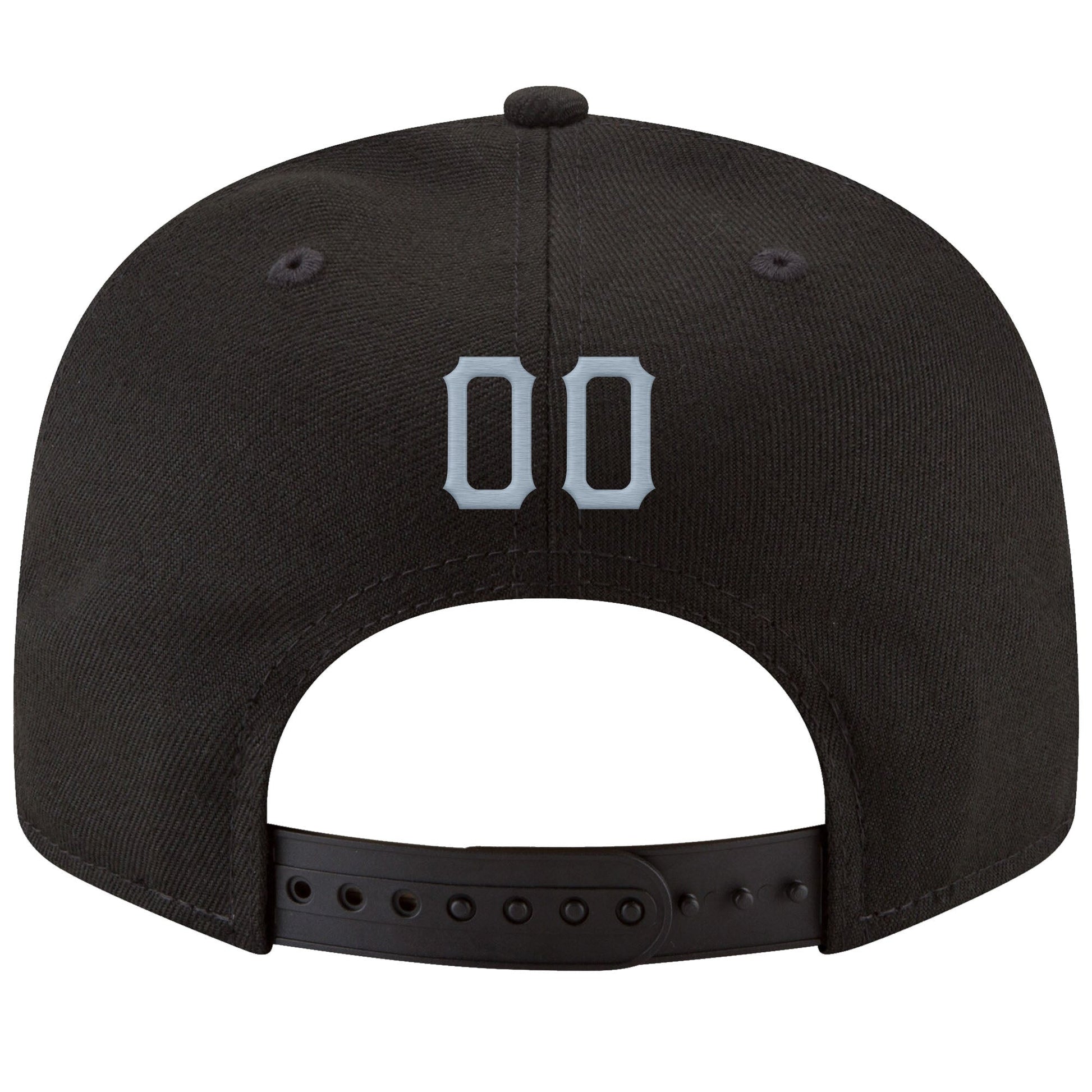 Custom Black Light Gray-White Stitched Adjustable Snapback Hat view 3