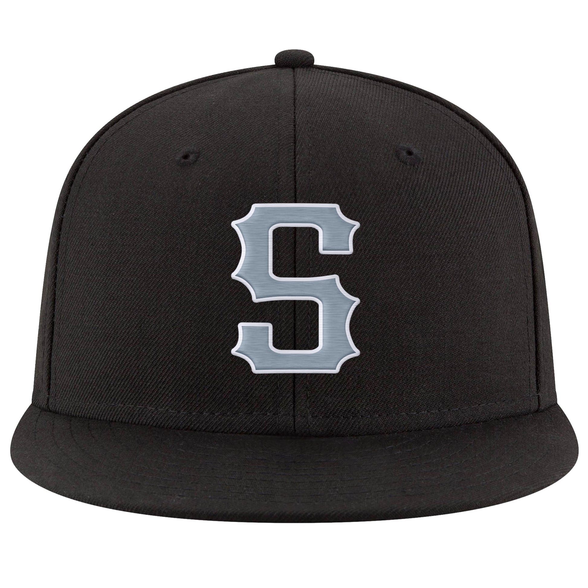 Custom Black Light Gray-White Stitched Adjustable Snapback Hat view 2