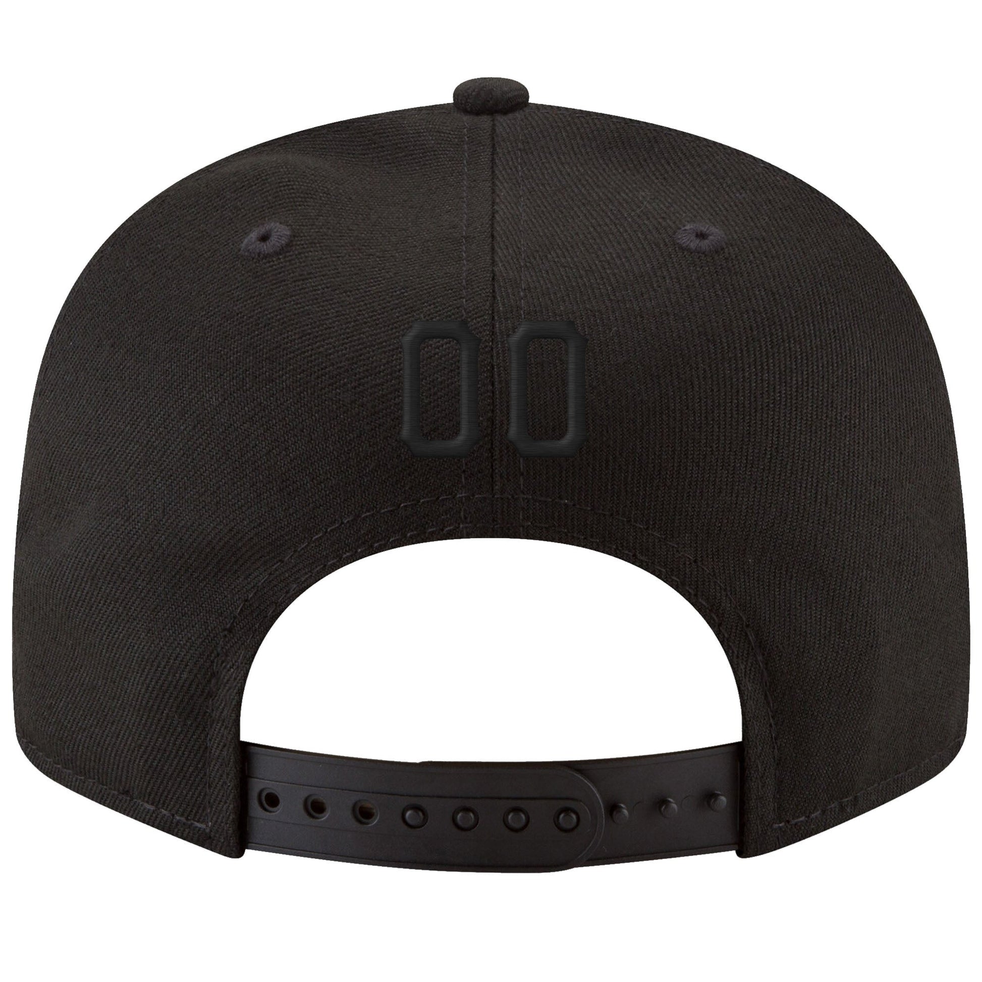 Custom Black Black-White Stitched Adjustable Snapback Hat view 3