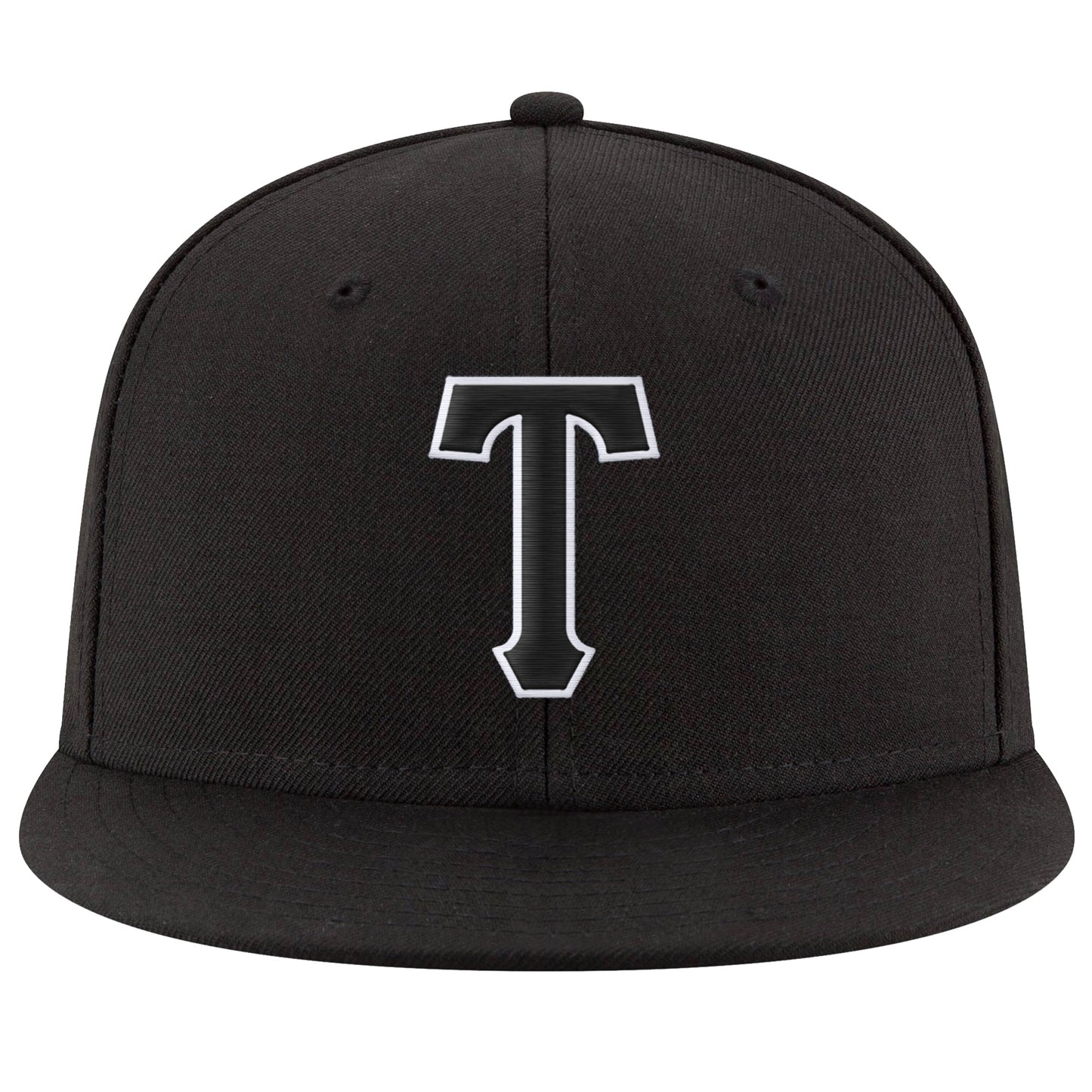 Custom Black Black-White Stitched Adjustable Snapback Hat view 2