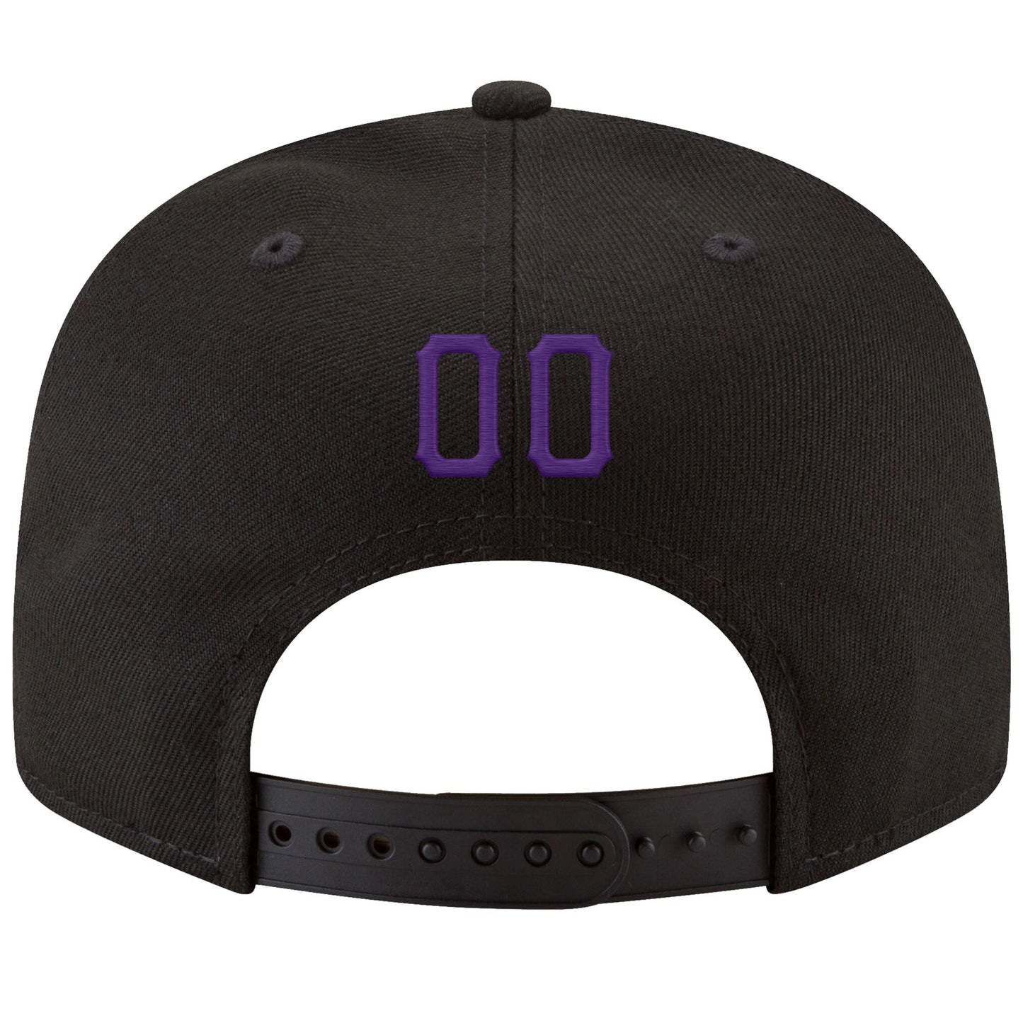 Custom Black Purple-Gold Stitched Adjustable Snapback Hat view 3