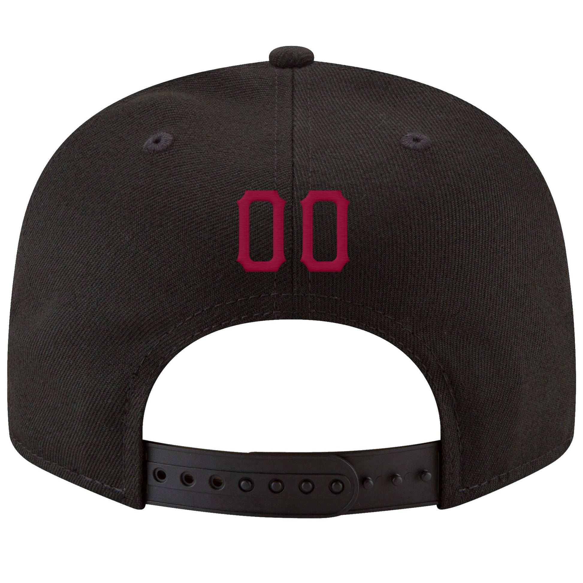 Custom Black Crimson-White Stitched Adjustable Snapback Hat view 3