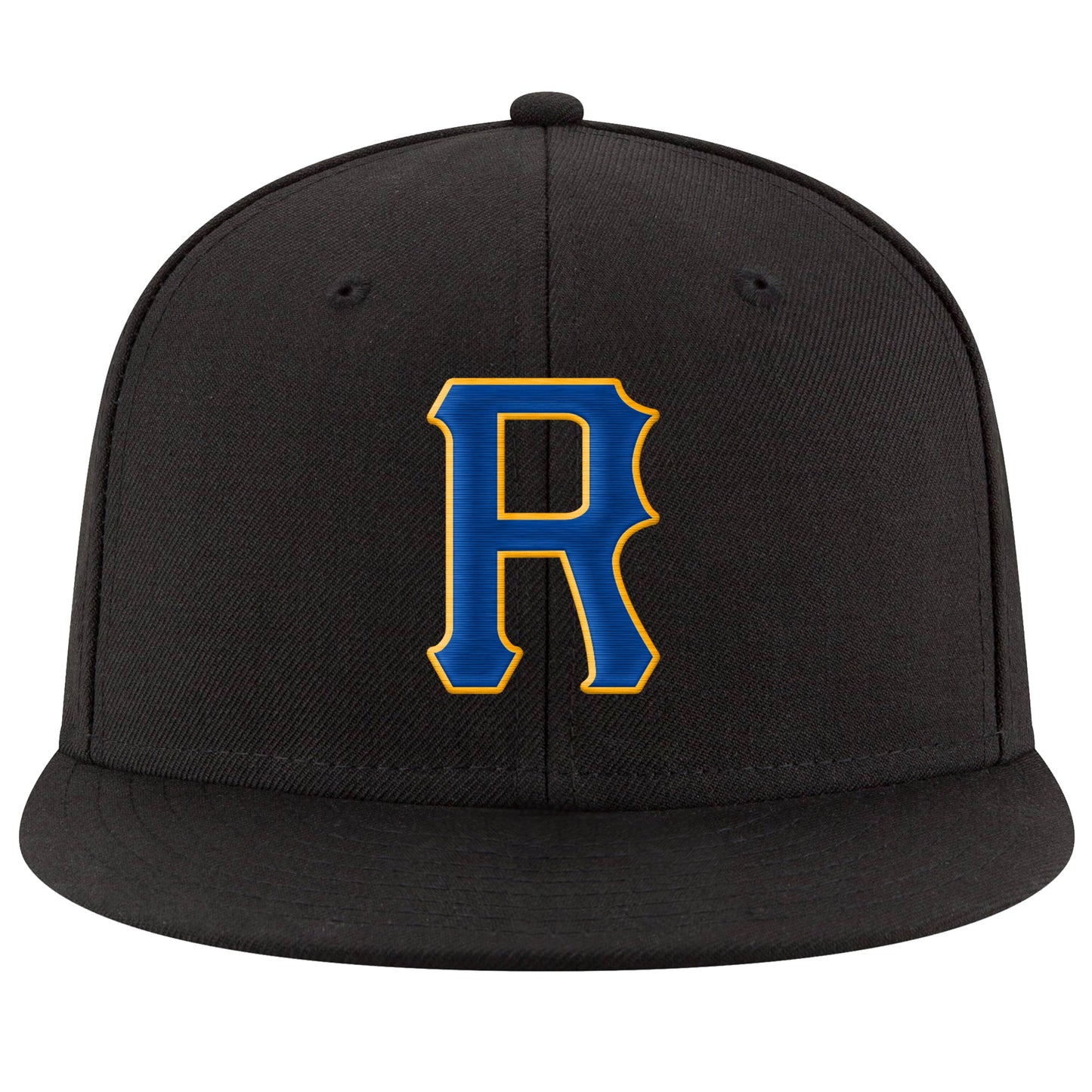 Custom Black Royal-Gold Stitched Adjustable Snapback Hat view 2