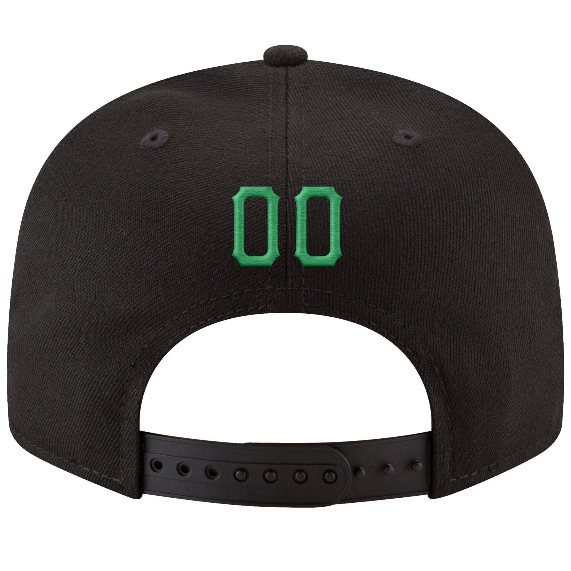 Custom Black Kelly Green-White Stitched Adjustable Snapback Hat view 3