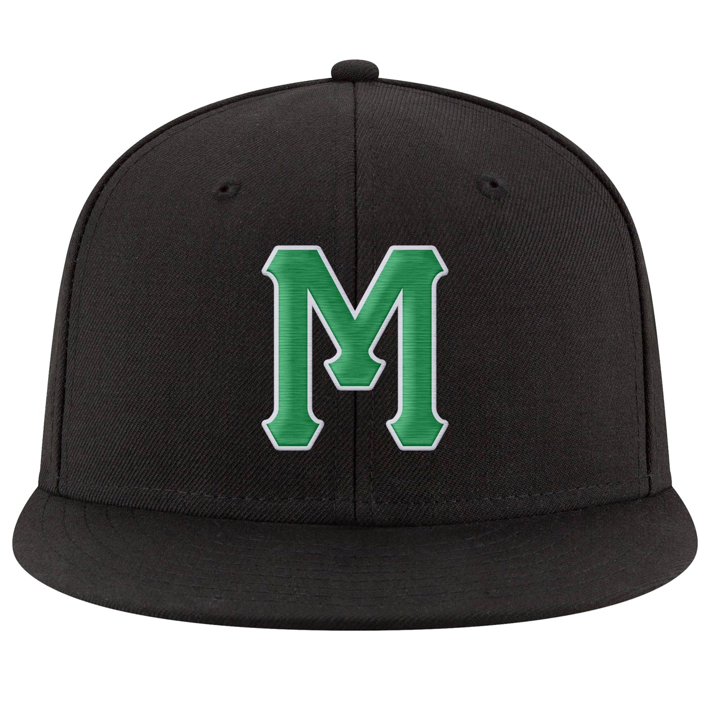 Custom Black Kelly Green-White Stitched Adjustable Snapback Hat view 2