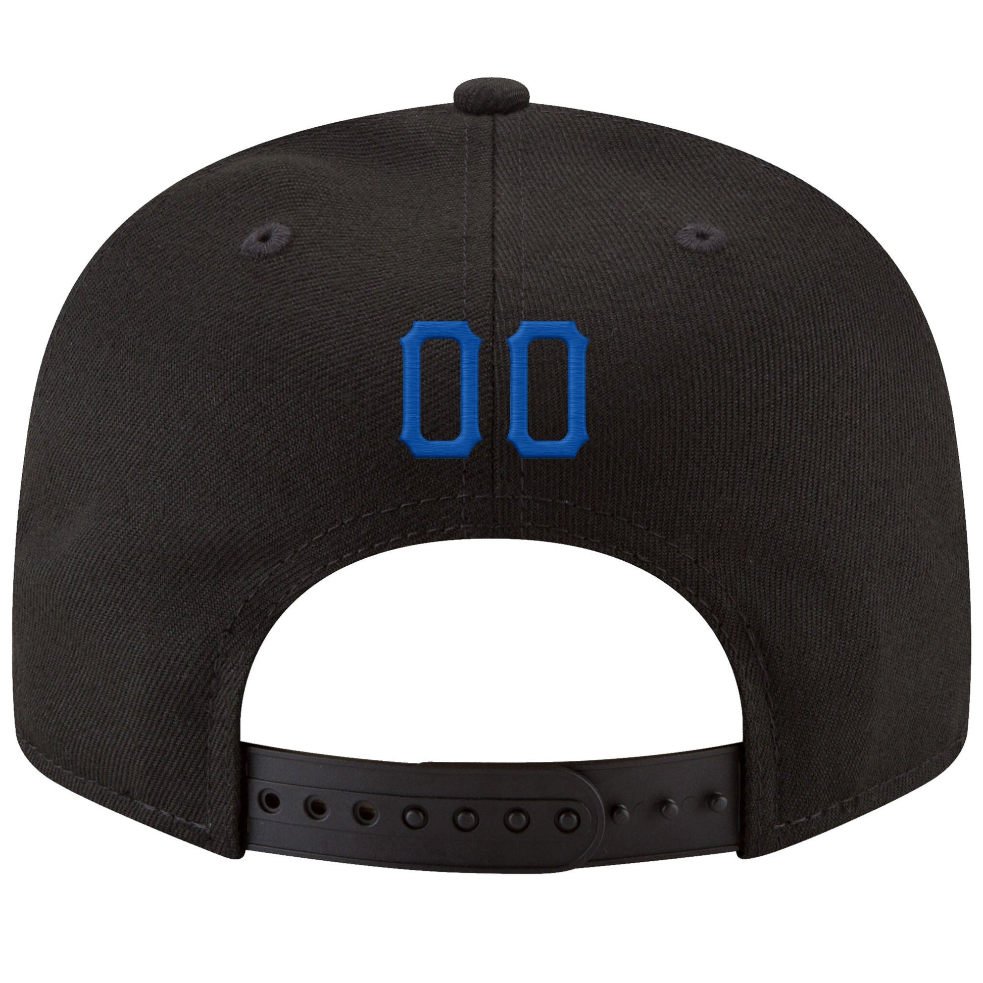 Custom Black Royal-Red Stitched Adjustable Snapback Hat view 3
