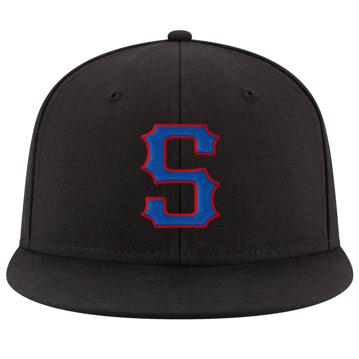 Custom Black Royal-Red Stitched Adjustable Snapback Hat view 2