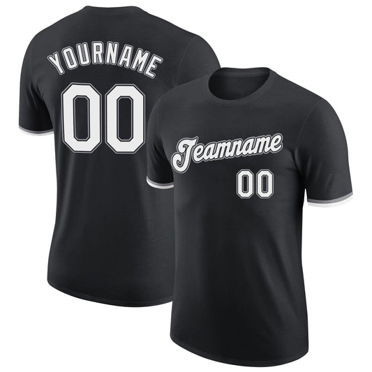 Custom Black White-Gray Performance T-Shirt - Main View