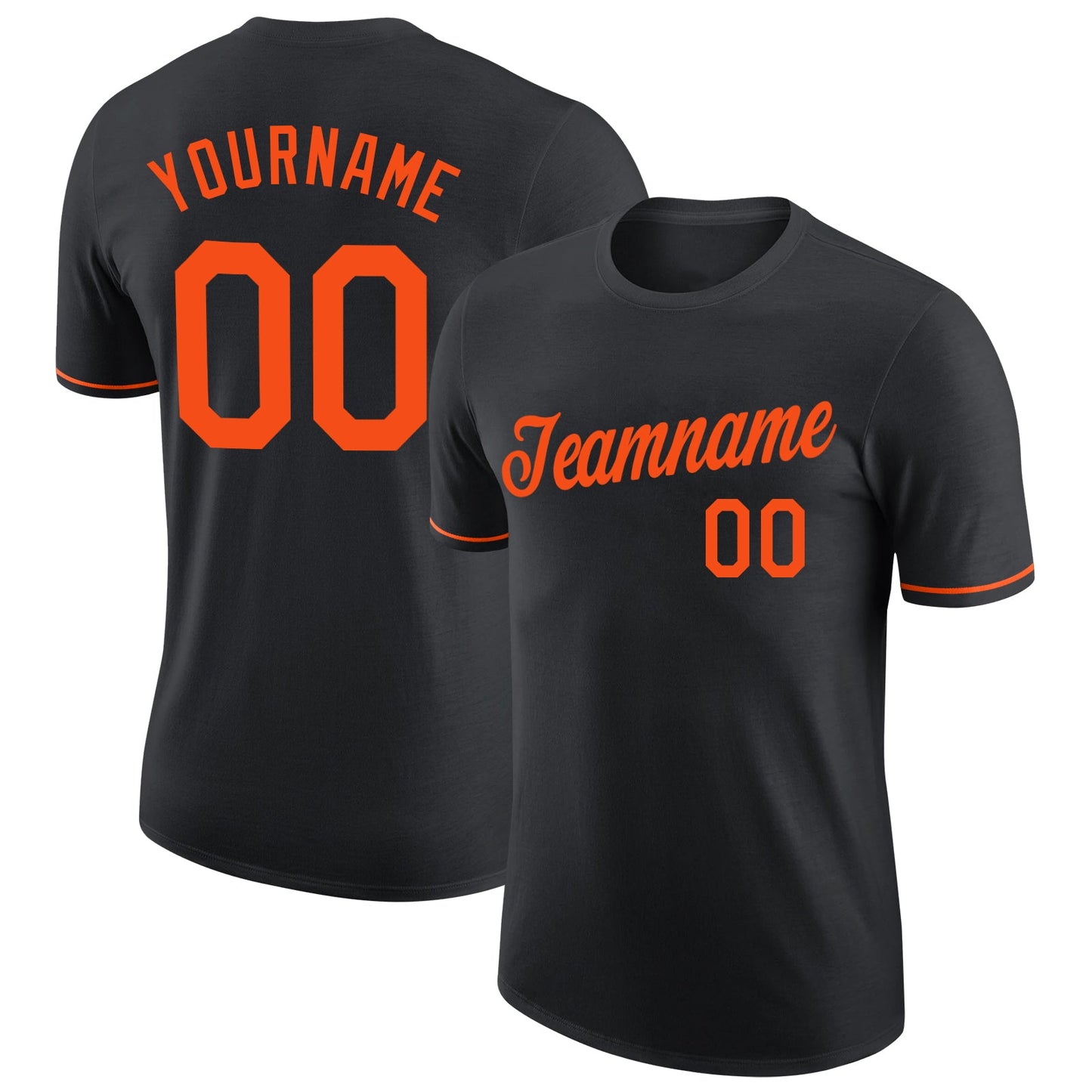 Custom Black Orange Performance T-Shirt - Main View