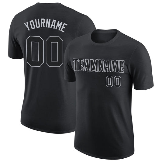 Custom Black Black-Gray Performance T-Shirt - Main View