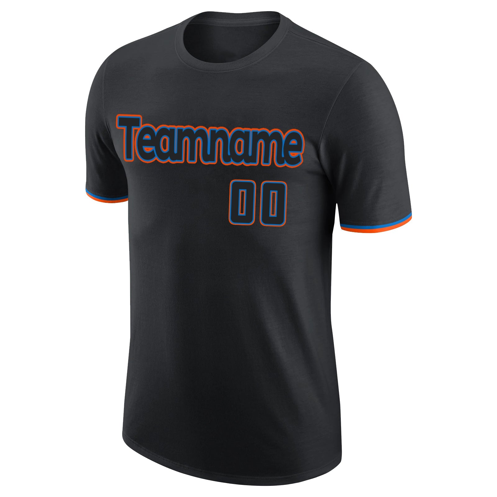 Custom Black Black-Powder Blue Performance T-Shirt view 5