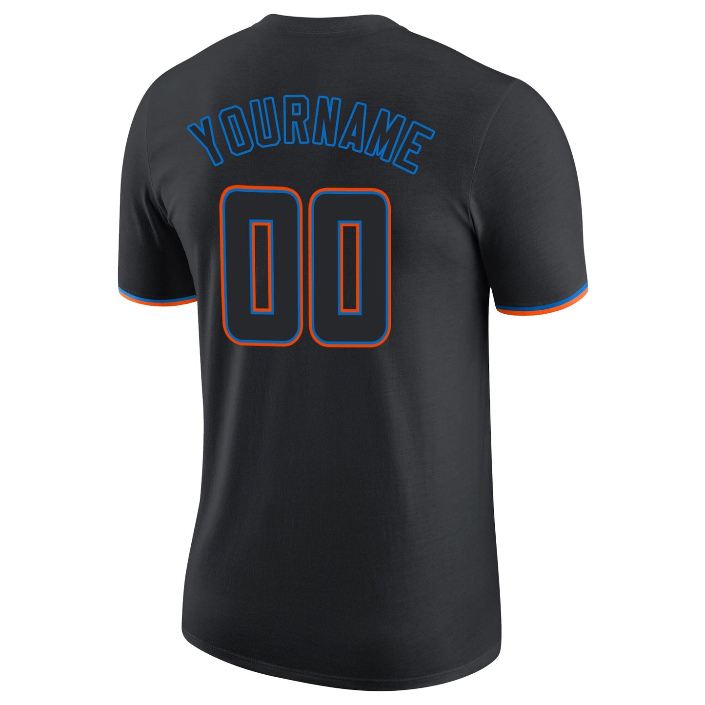 Custom Black Black-Powder Blue Performance T-Shirt view 6