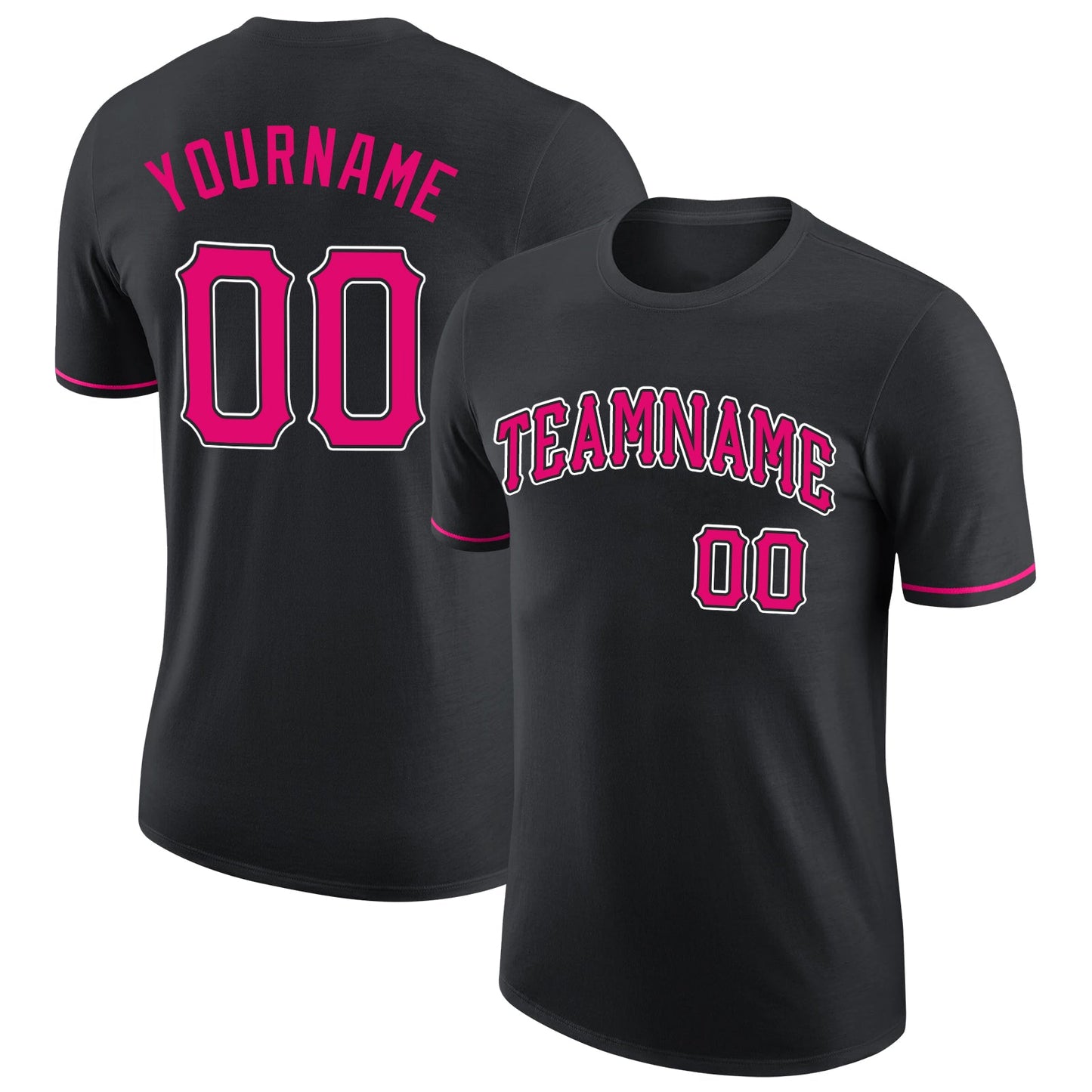 Custom Black Pink-White Performance T-Shirt - Main View