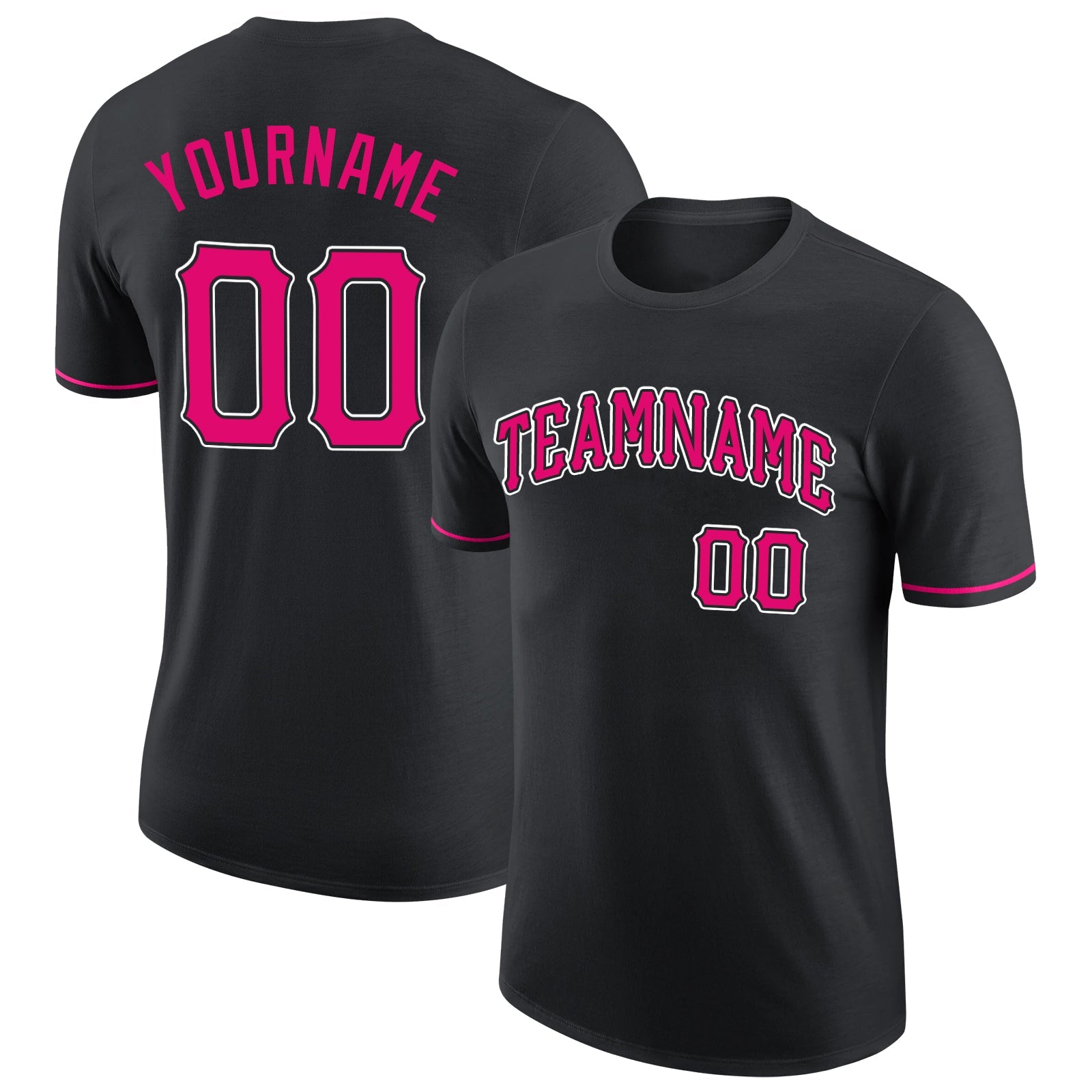 Custom Black Pink-White Performance T-Shirt - Main View