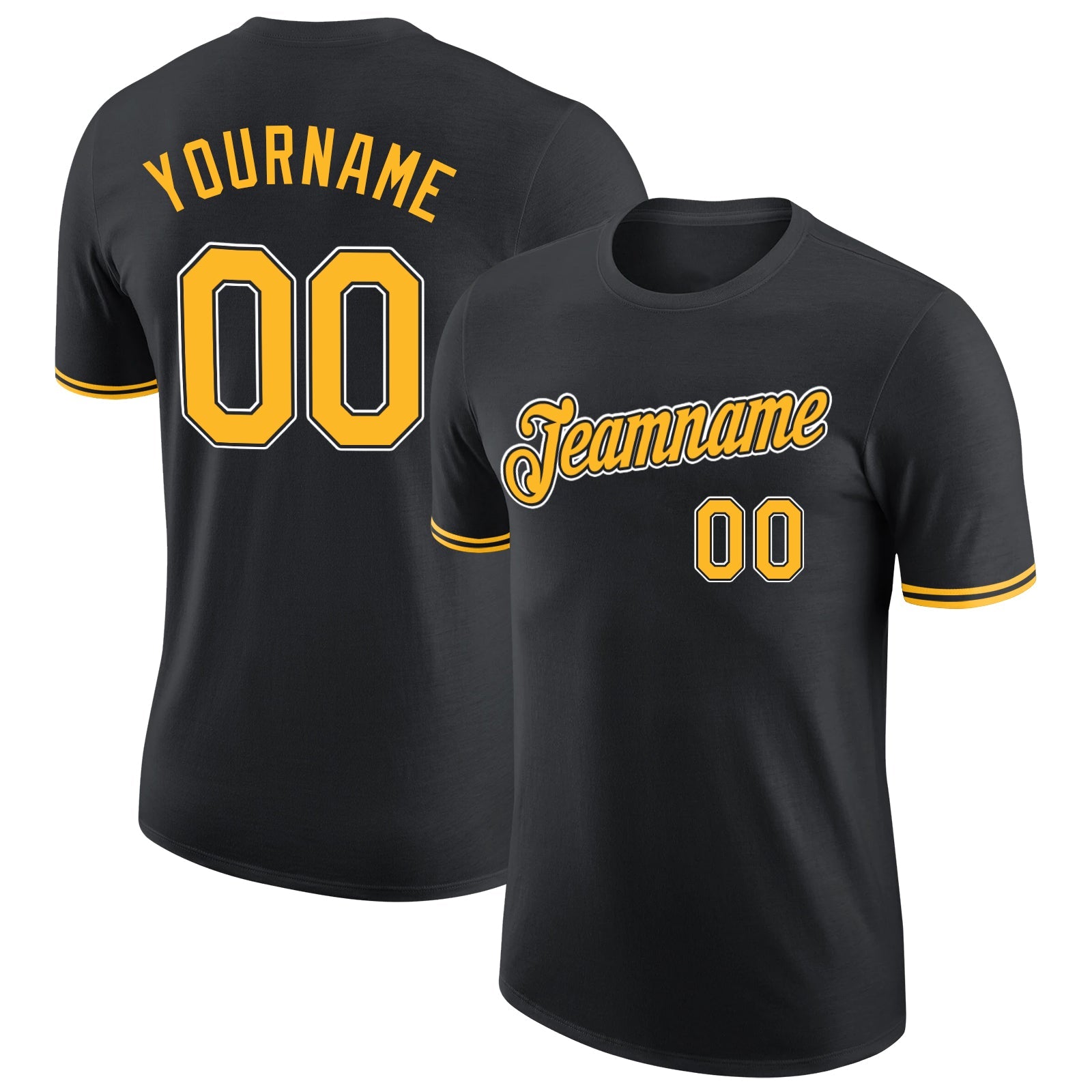Custom Black Gold-White Performance T-Shirt - Main View
