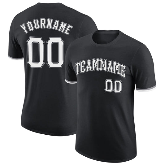 Custom Black White-Gray Performance T-Shirt - Main View