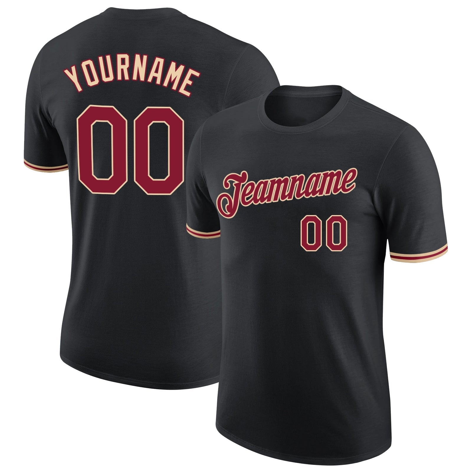 Custom Black Crimson-City Cream Performance T-Shirt - Main View