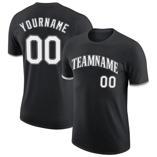 Custom Black White-Gray Performance T-Shirt - Main View