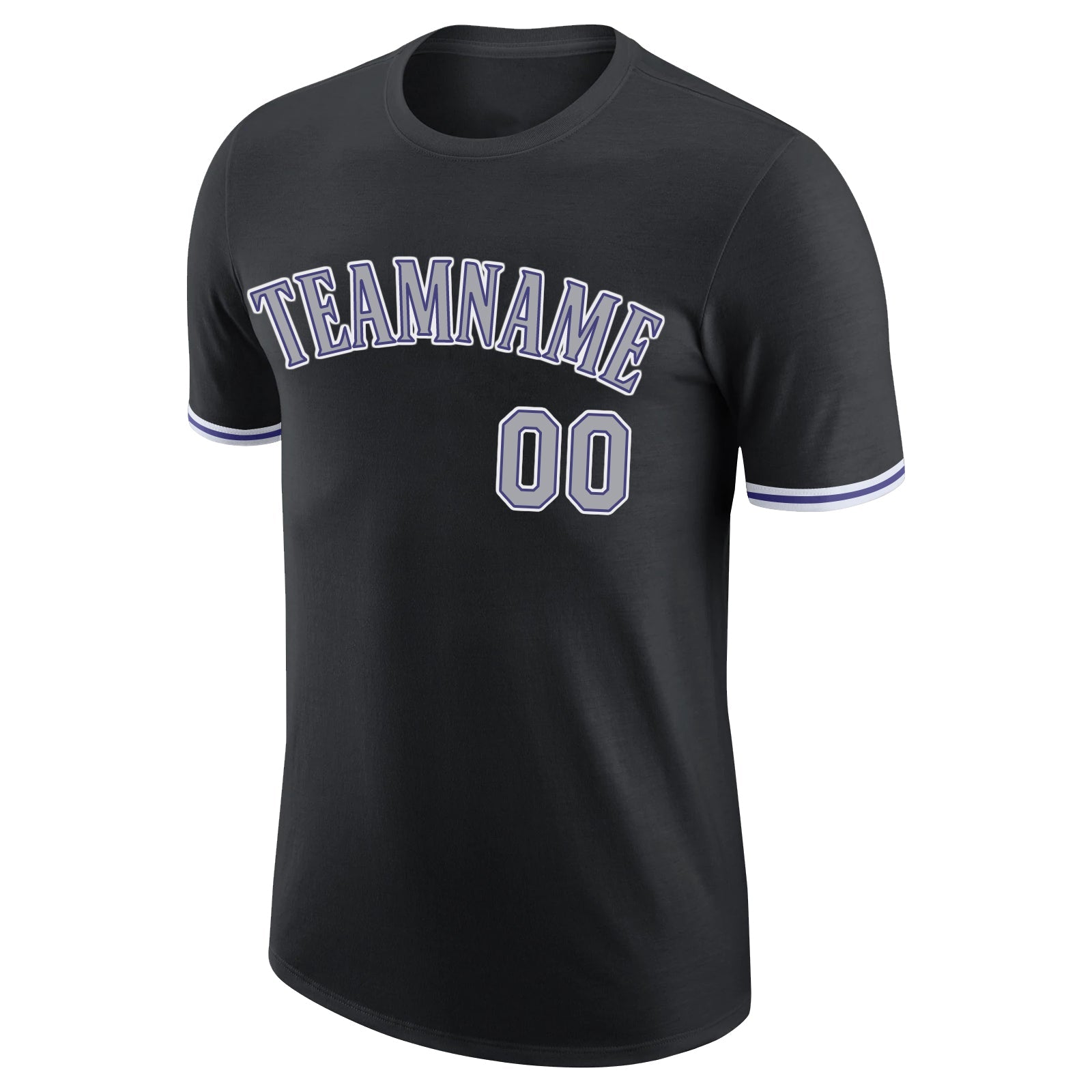 Custom Black Gray-Purple Performance T-Shirt view 5