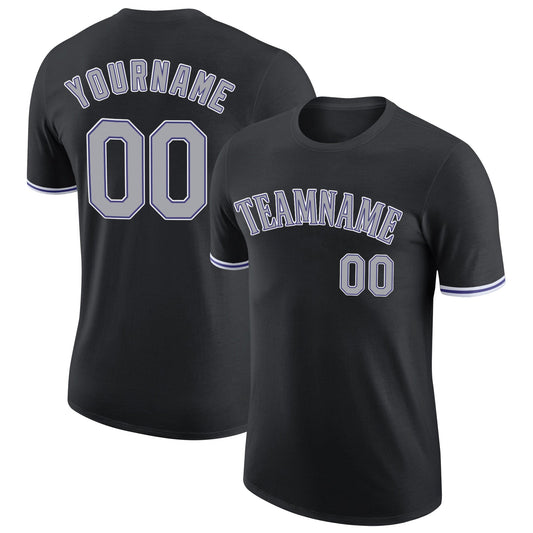 Custom Black Gray-Purple Performance T-Shirt - Main View