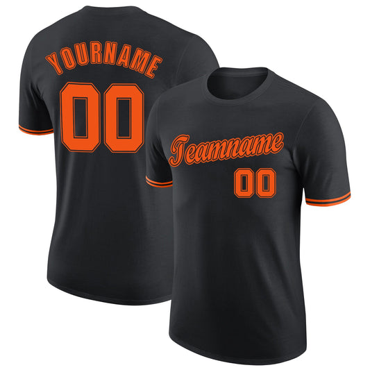 Custom Black Orange-Black Performance T-Shirt - Main View