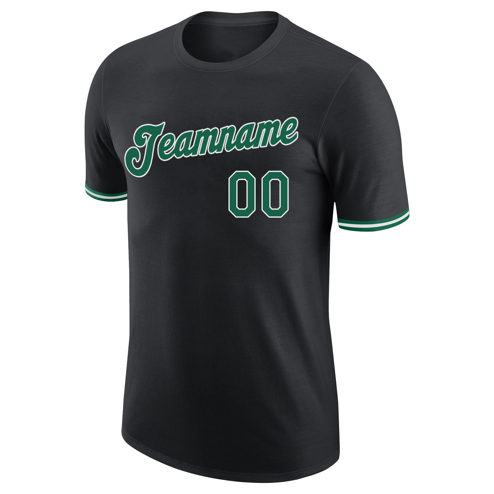 Custom Black Kelly Green-White Performance T-Shirt view 5