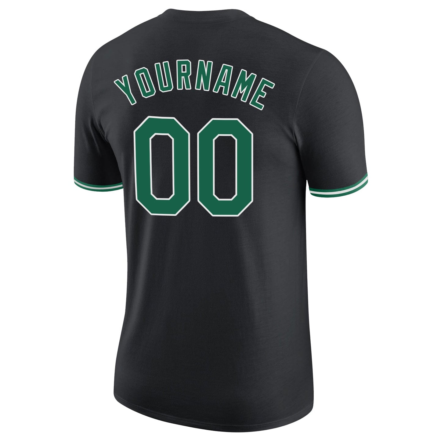 Custom Black Kelly Green-White Performance T-Shirt view 6