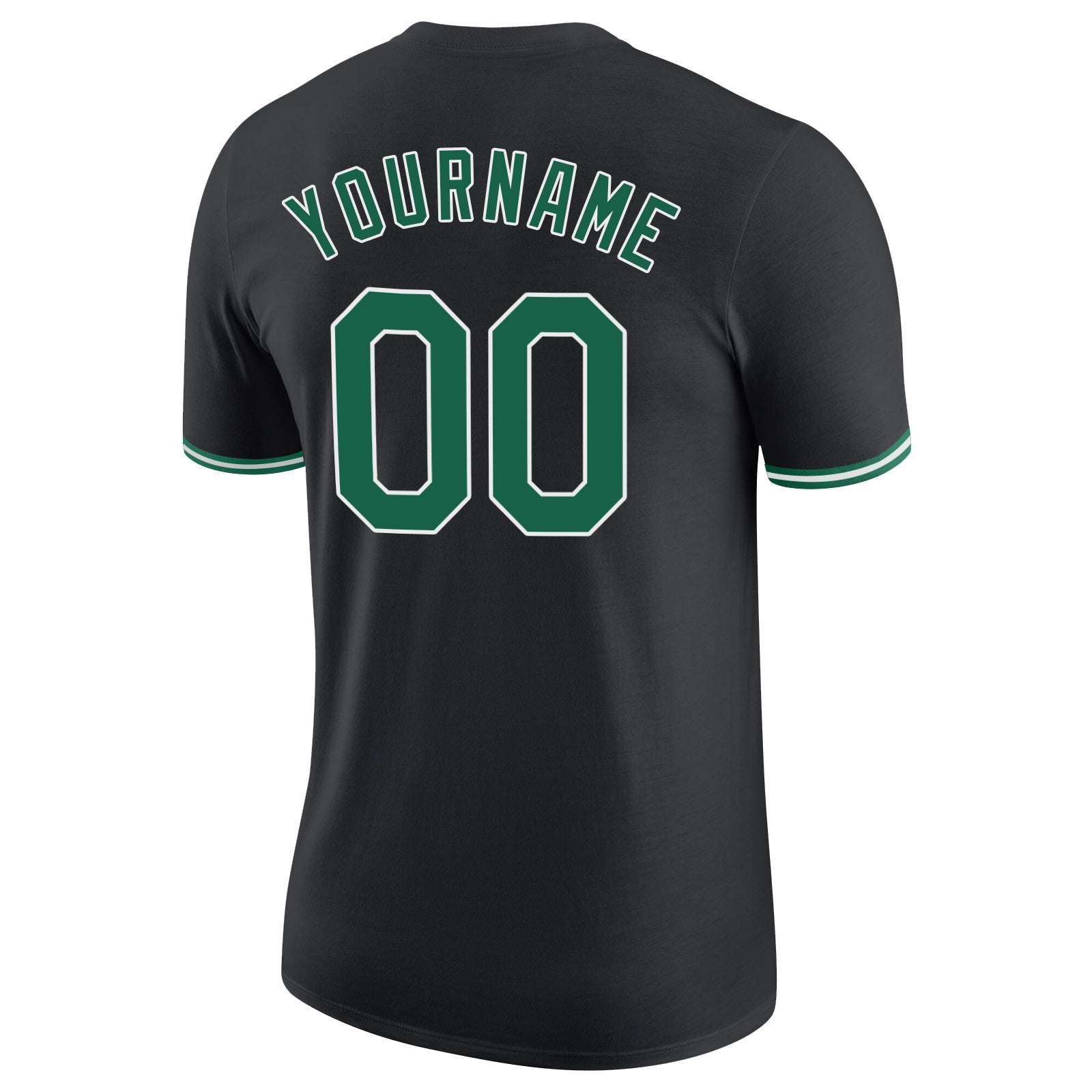 Custom Black Kelly Green-White Performance T-Shirt view 6