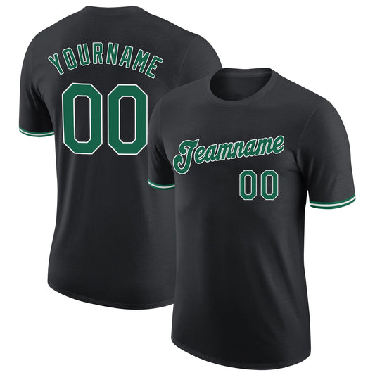 Custom Black Kelly Green-White Performance T-Shirt - Main View