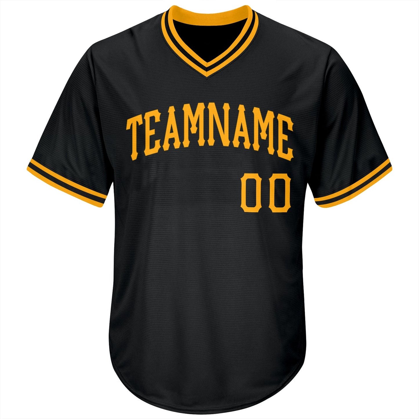 Custom Black Gold Authentic Throwback Rib-Knit Baseball Jersey Shirt view 2