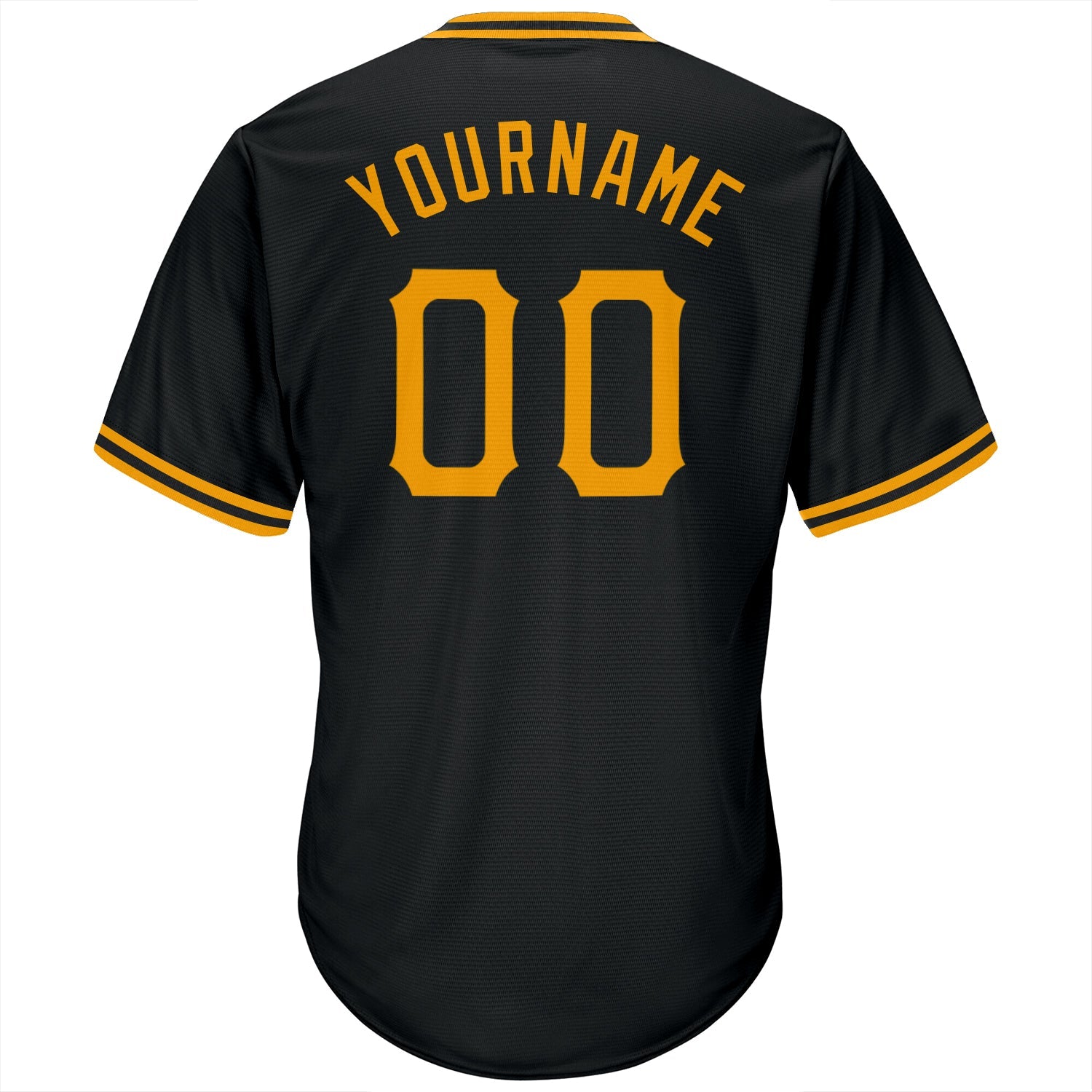 Custom Black Gold Authentic Throwback Rib-Knit Baseball Jersey Shirt view 3