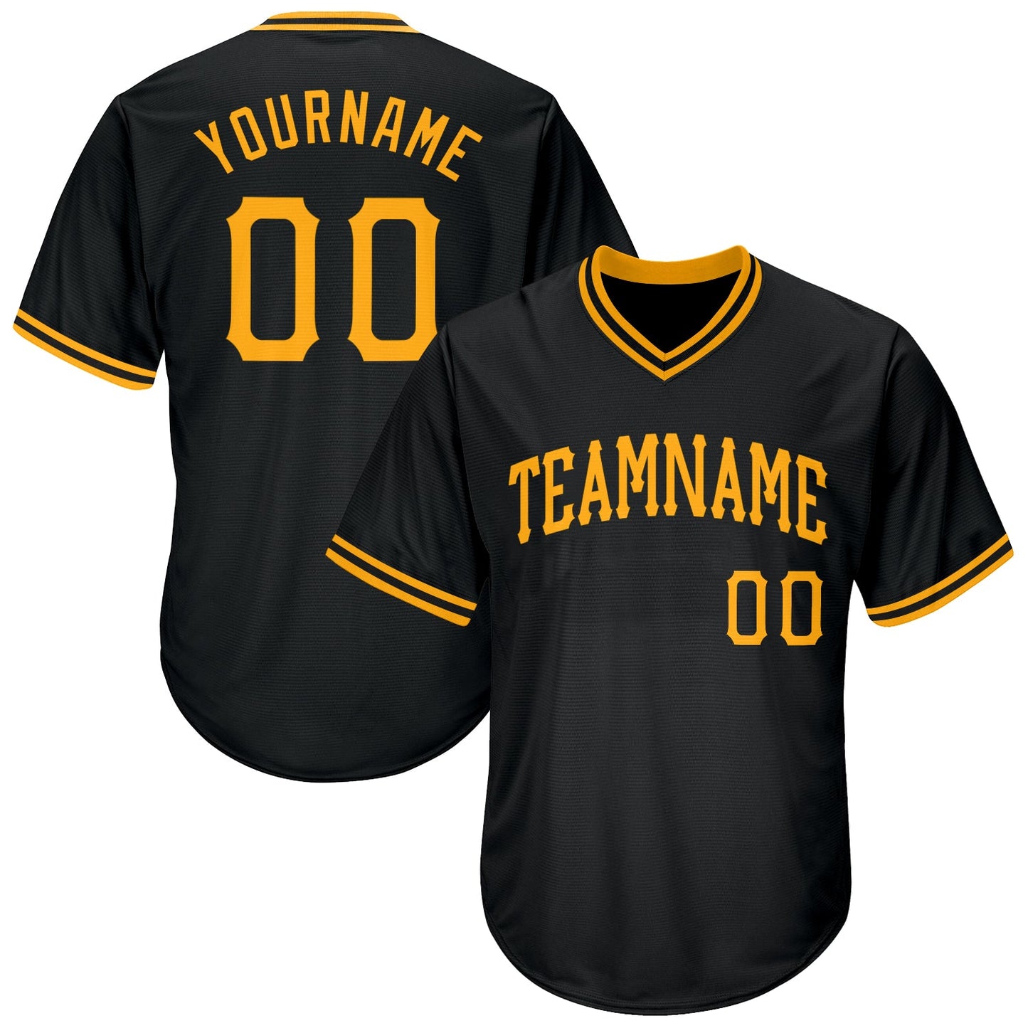 Custom Black Gold Authentic Throwback Rib-Knit Baseball Jersey Shirt - Main View