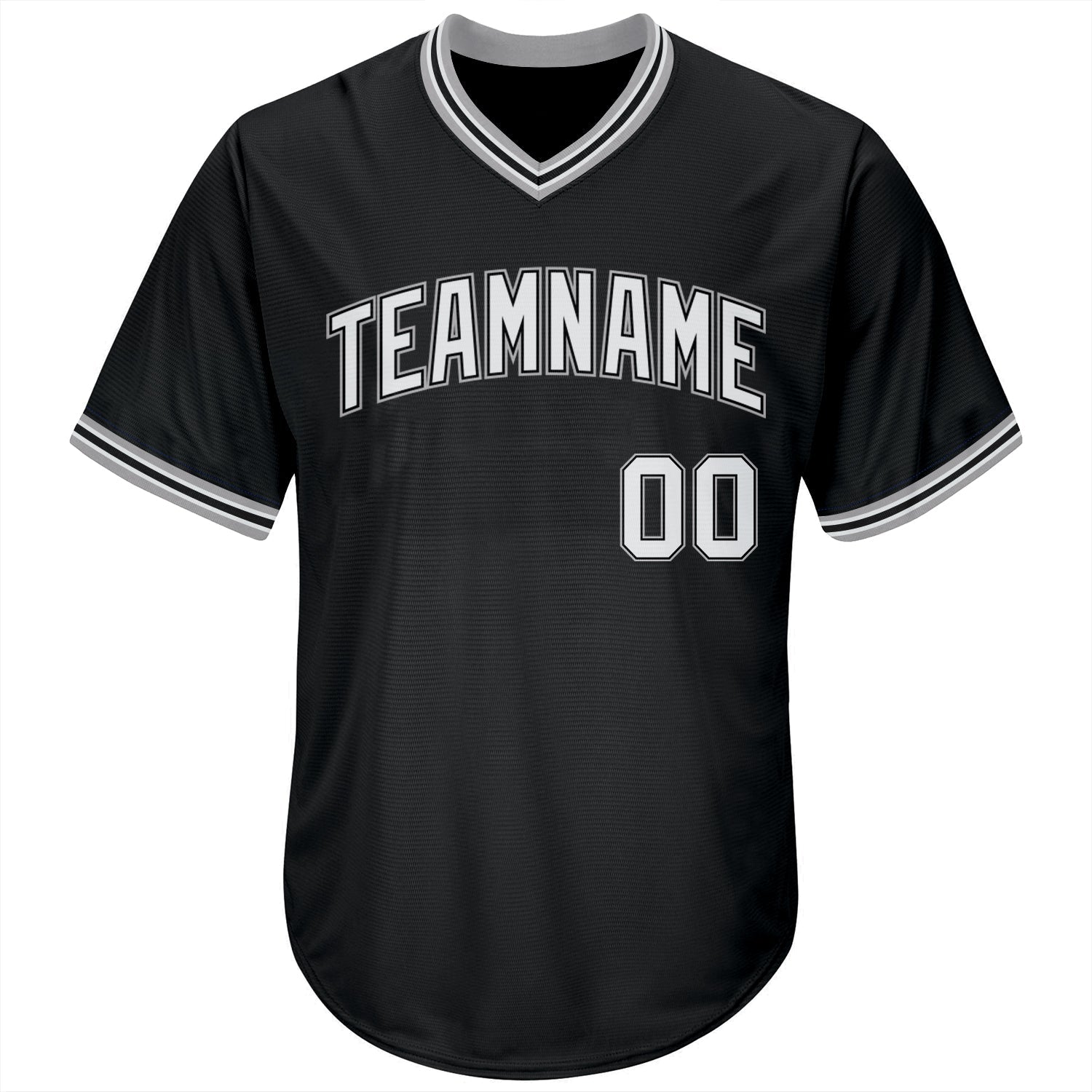 Custom Black White-Gray Authentic Throwback Rib-Knit Baseball Jersey Shirt view 2