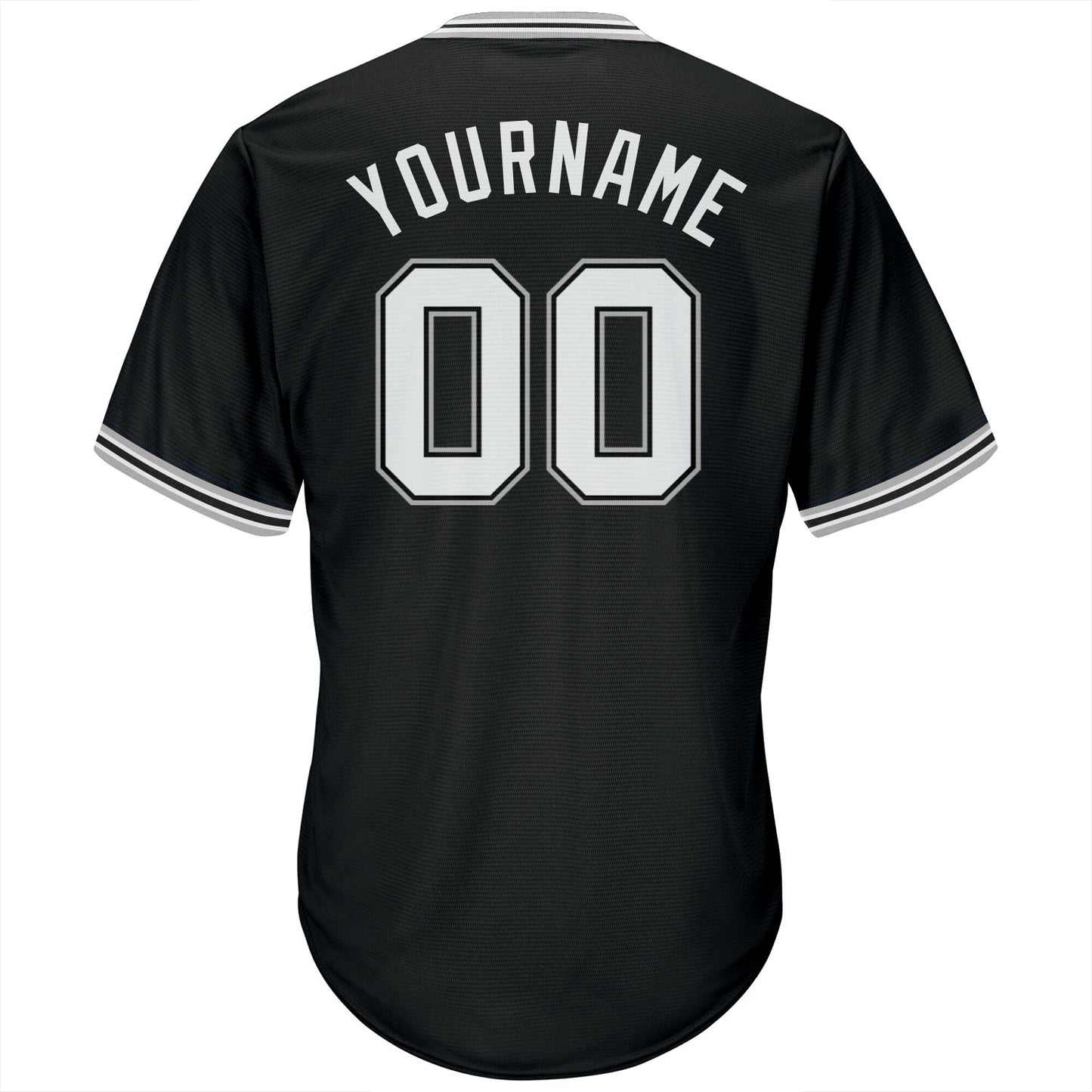Custom Black White-Gray Authentic Throwback Rib-Knit Baseball Jersey Shirt view 3