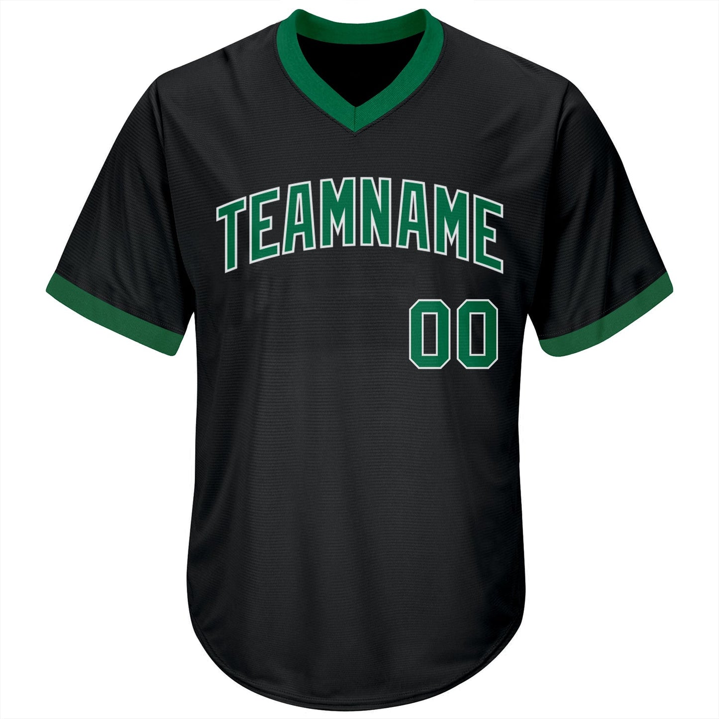 Custom Black Kelly Green-White Authentic Throwback Rib-Knit Baseball Jersey Shirt view 2