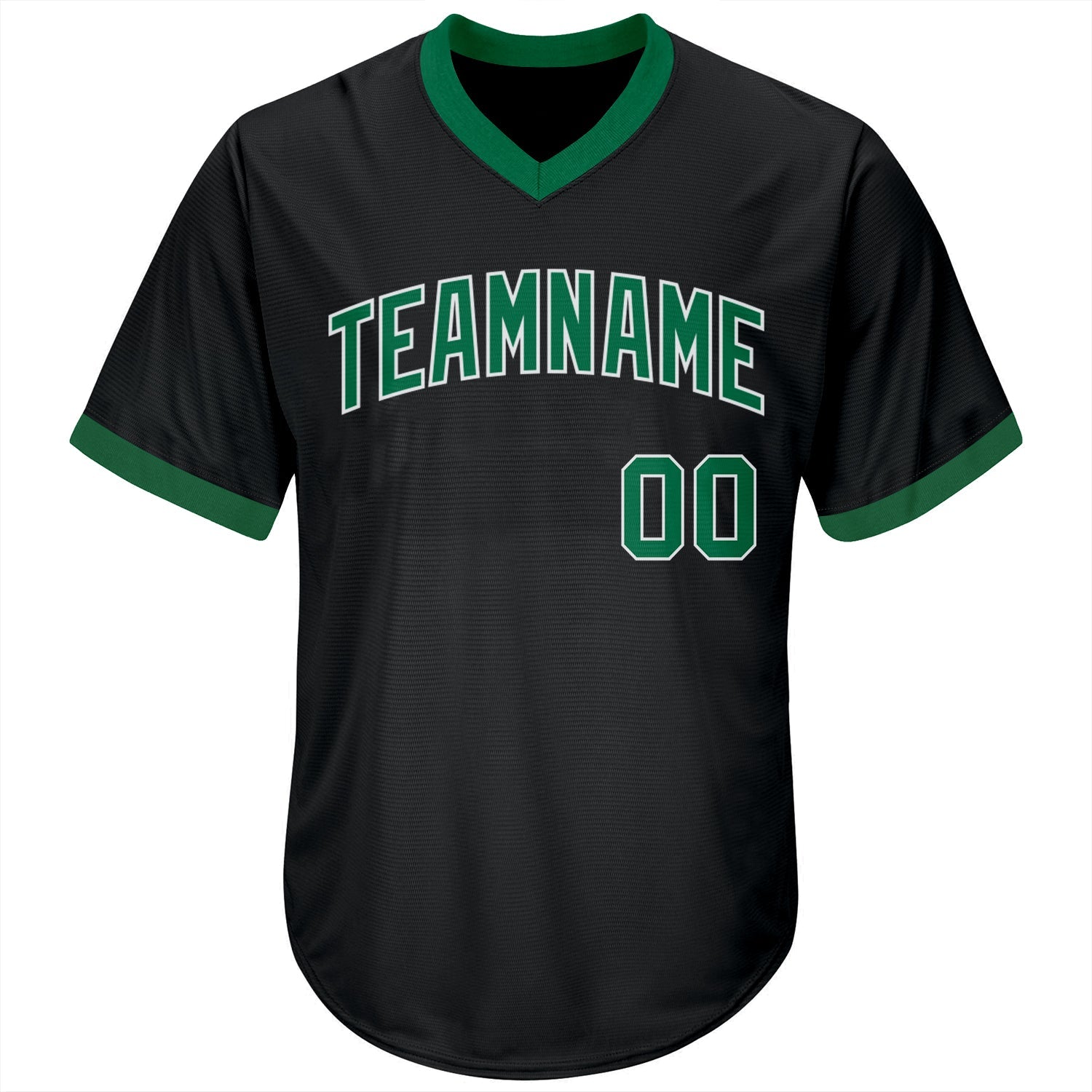 Custom Black Kelly Green-White Authentic Throwback Rib-Knit Baseball Jersey Shirt view 2
