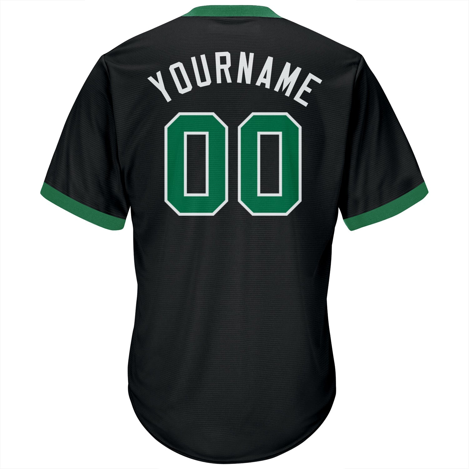 Custom Black Kelly Green-White Authentic Throwback Rib-Knit Baseball Jersey Shirt view 3
