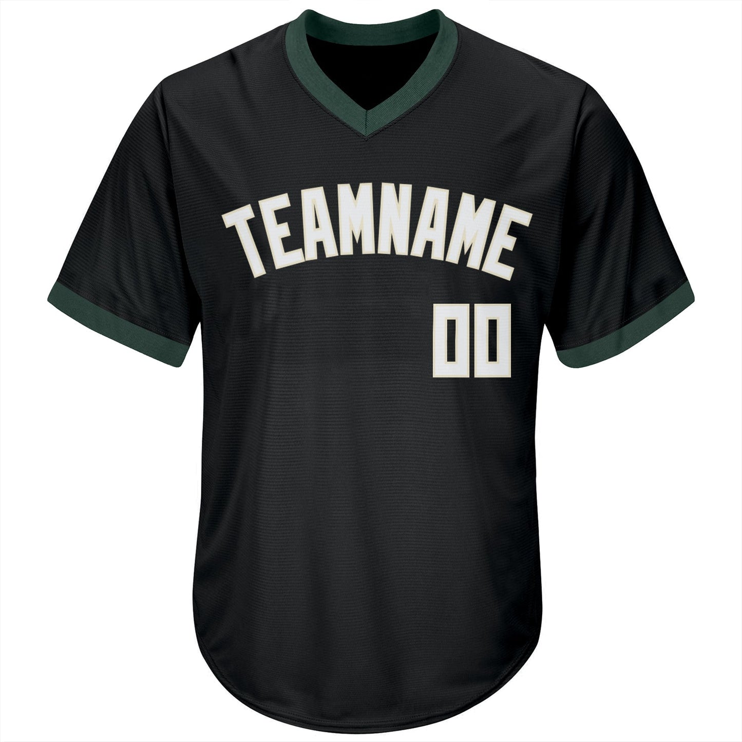 Custom Black White-Hunter Green Authentic Throwback Rib-Knit Baseball Jersey Shirt view 2