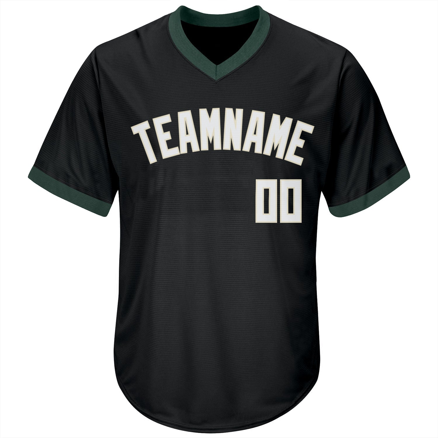 Custom Black White-Hunter Green Authentic Throwback Rib-Knit Baseball Jersey Shirt view 2