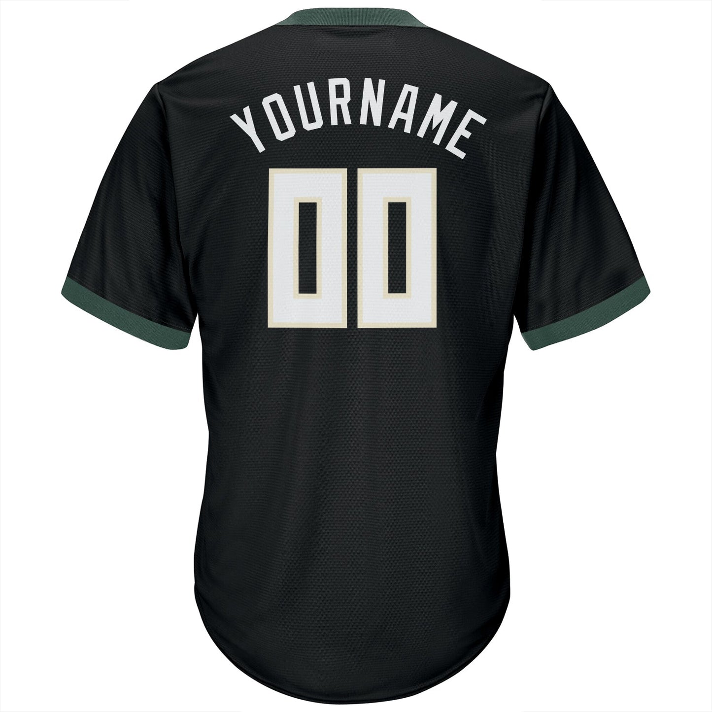 Custom Black White-Hunter Green Authentic Throwback Rib-Knit Baseball Jersey Shirt view 3
