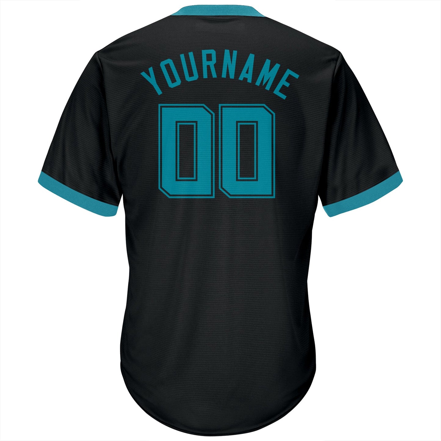 Custom Black Teal-Black Authentic Throwback Rib-Knit Baseball Jersey Shirt view 3
