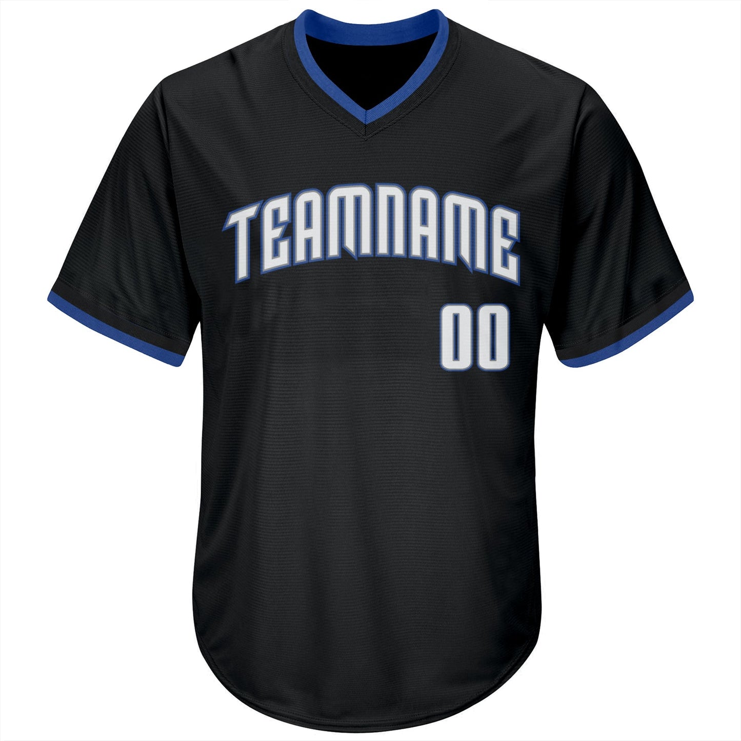 Custom Black White-Blue Authentic Throwback Rib-Knit Baseball Jersey Shirt view 2