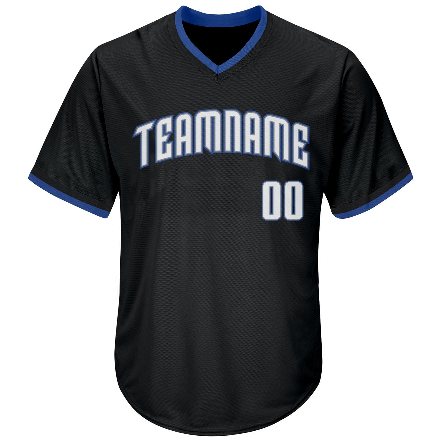 Custom Black White-Blue Authentic Throwback Rib-Knit Baseball Jersey Shirt view 2