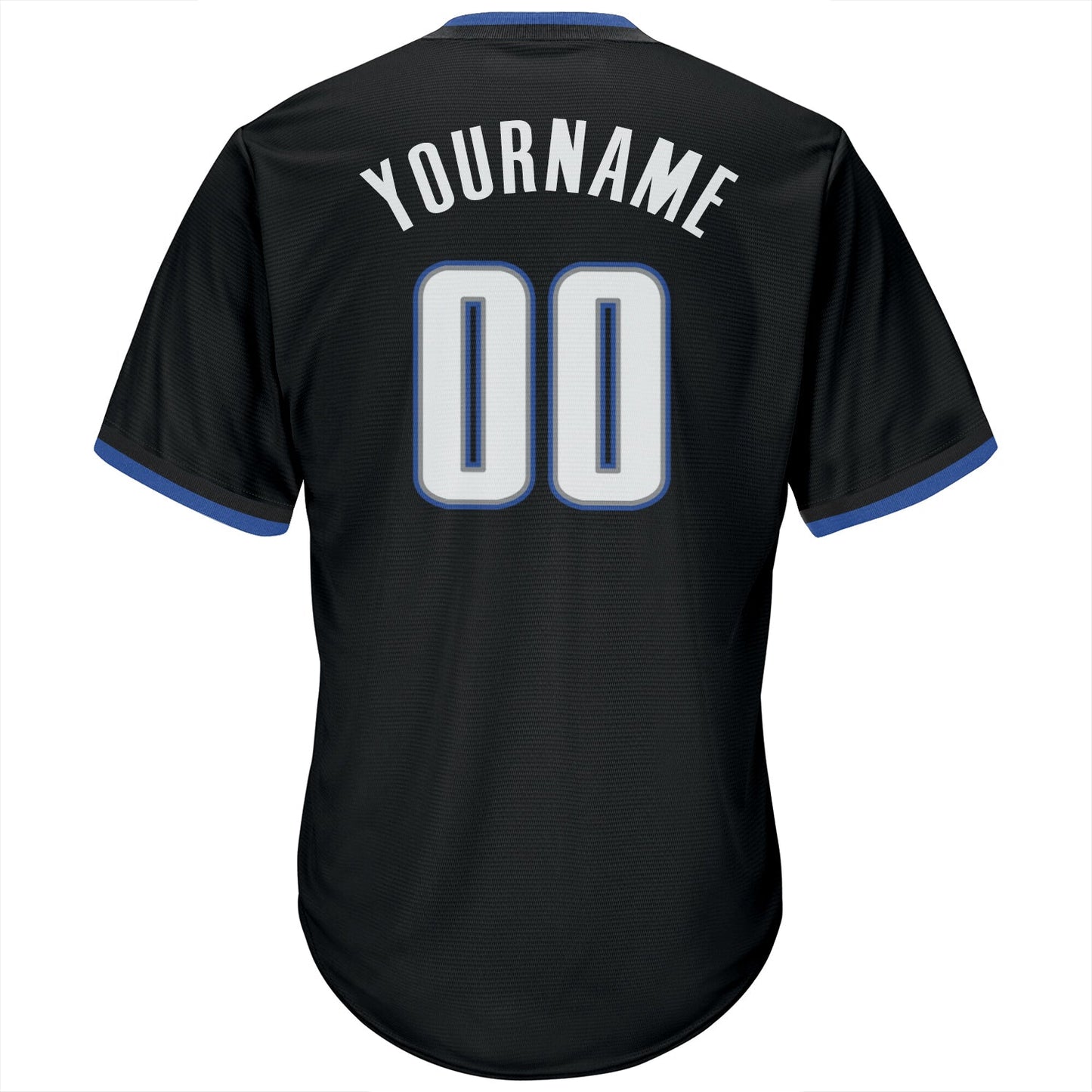 Custom Black White-Blue Authentic Throwback Rib-Knit Baseball Jersey Shirt view 3