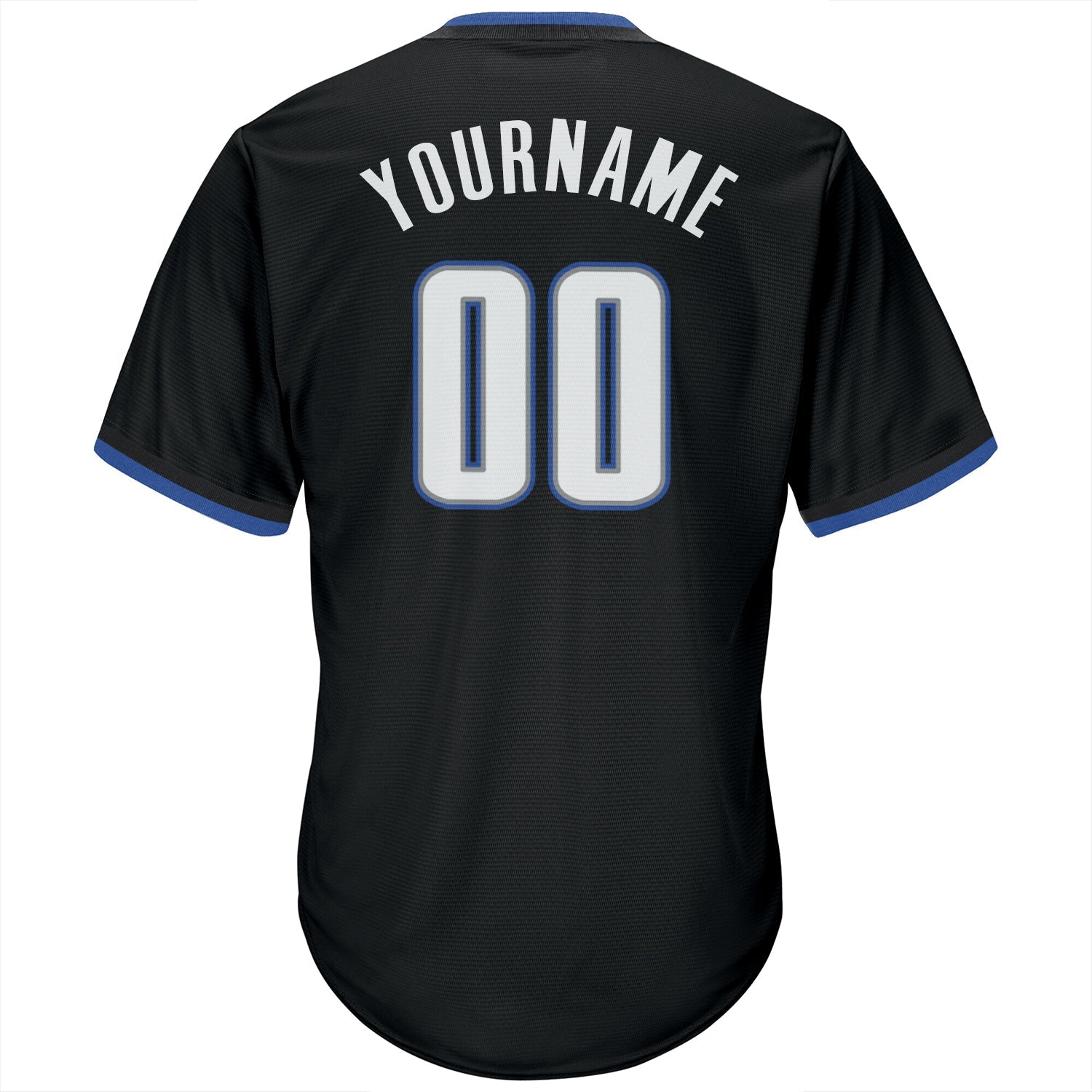 Custom Black White-Blue Authentic Throwback Rib-Knit Baseball Jersey Shirt view 3
