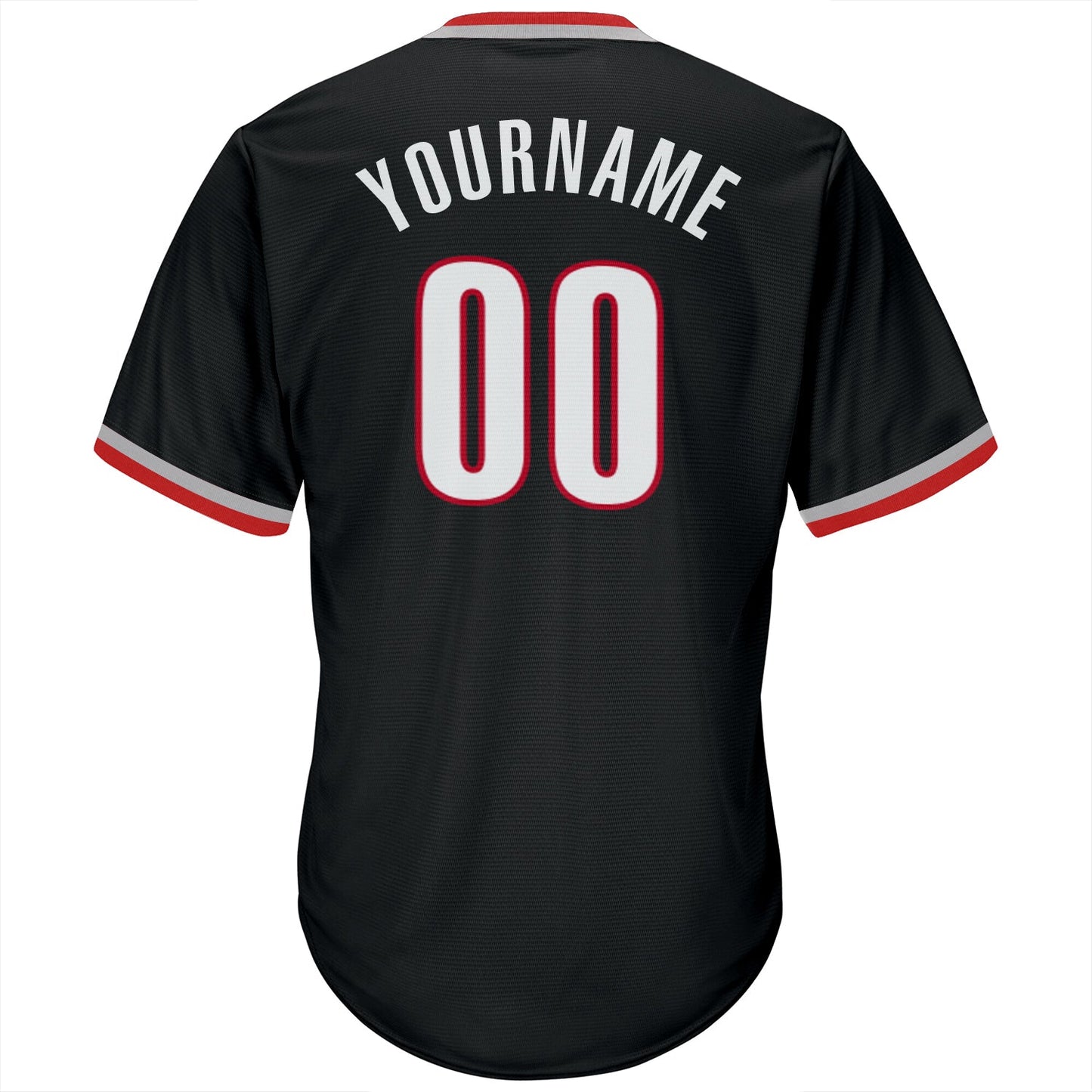 Custom Black White-Red Authentic Throwback Rib-Knit Baseball Jersey Shirt view 3