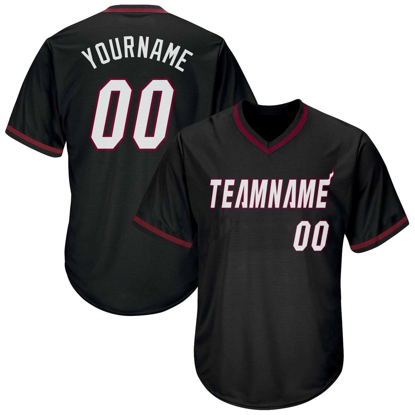 Custom Black White-Maroon Authentic Throwback Rib-Knit Baseball Jersey Shirt - Main View