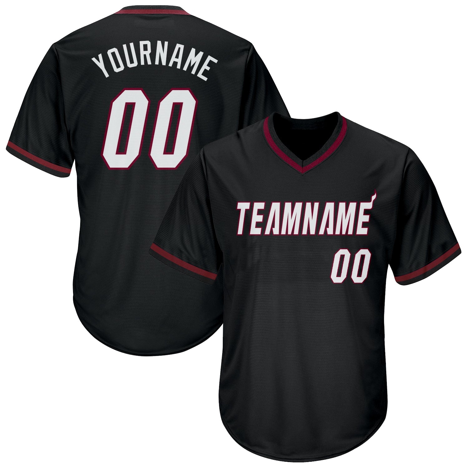 Custom Black White-Maroon Authentic Throwback Rib-Knit Baseball Jersey Shirt - Main View