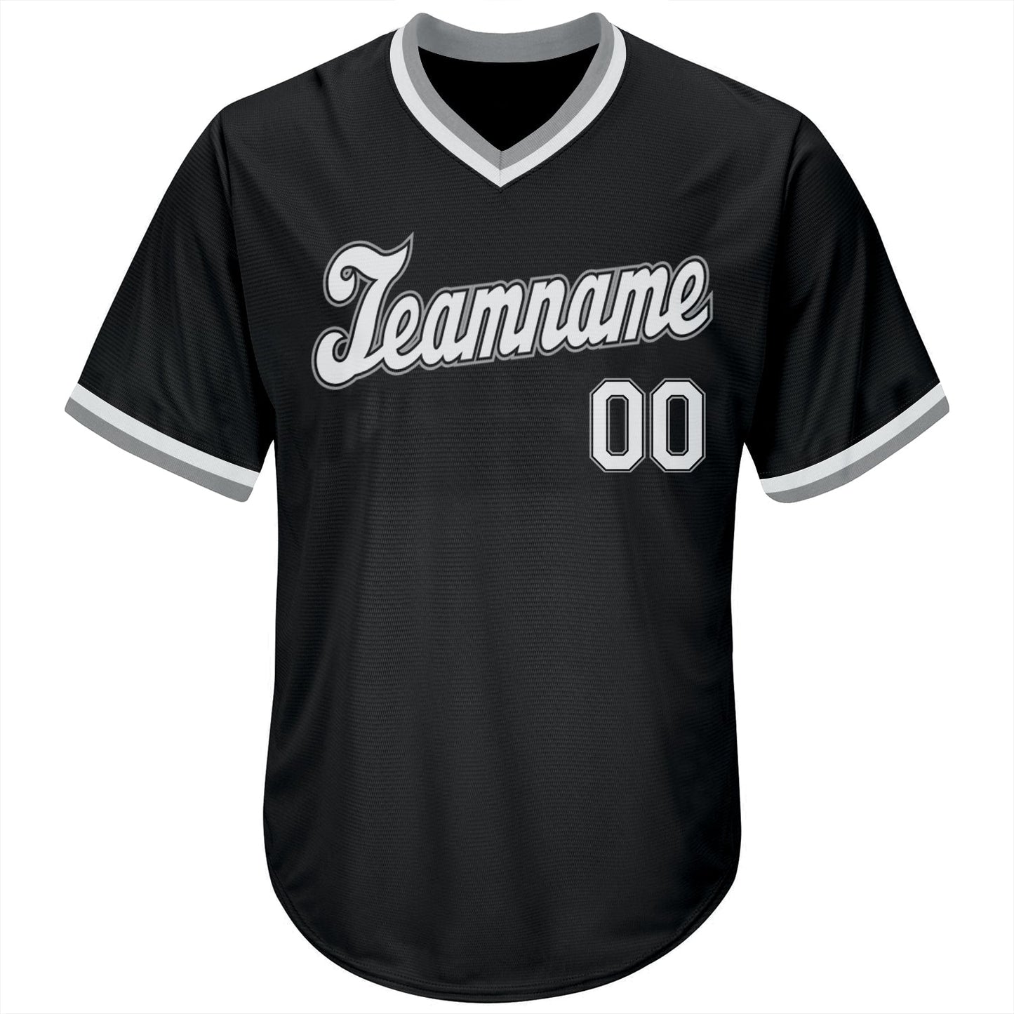 Custom Black White-Gray Authentic Throwback Rib-Knit Baseball Jersey Shirt view 2