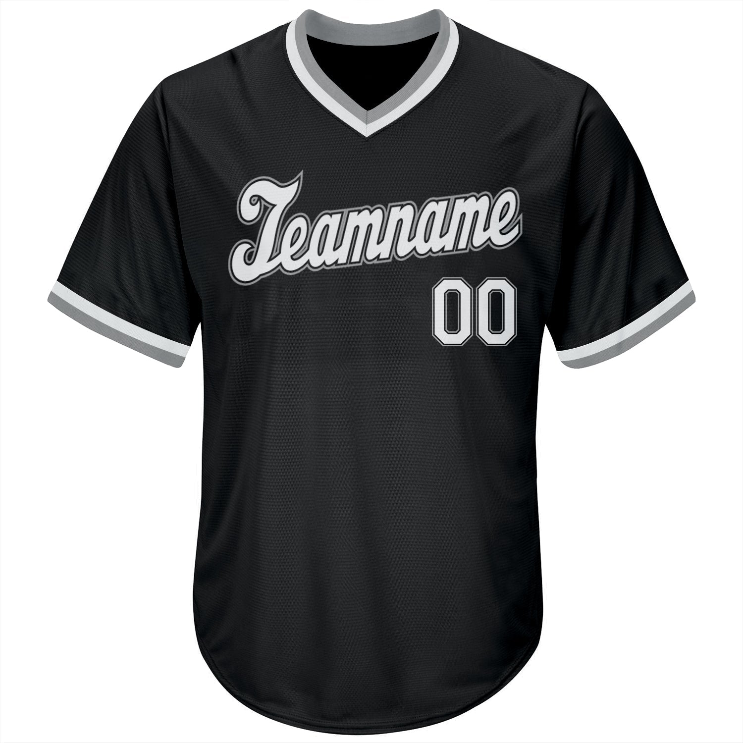Custom Black White-Gray Authentic Throwback Rib-Knit Baseball Jersey Shirt view 2